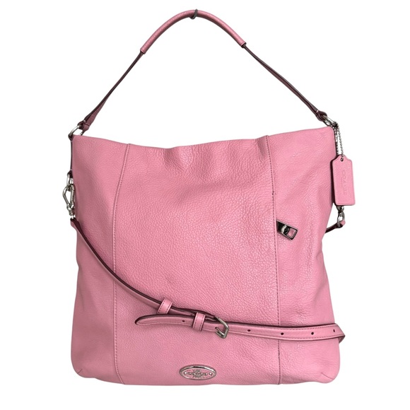 Coach Isabelle Pebbled Leather Large Shoulder Bag Light Pink Handle Bag - Picture 1 of 17